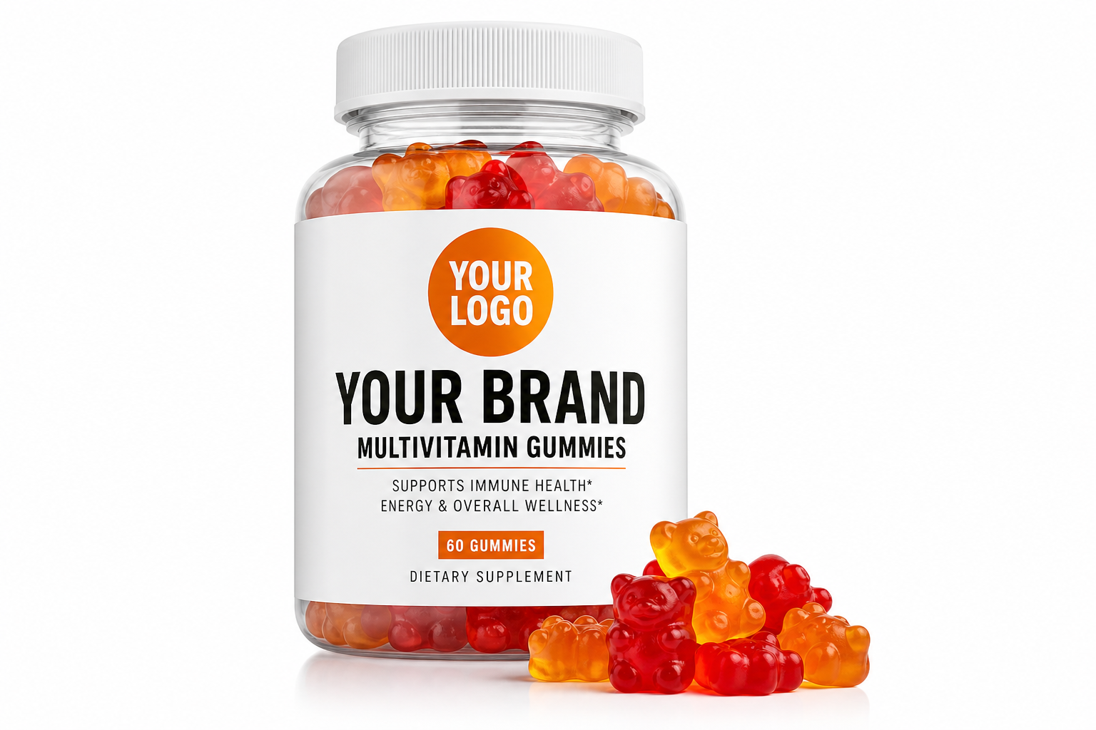 Gummy vitamins container for gummies fulfillment