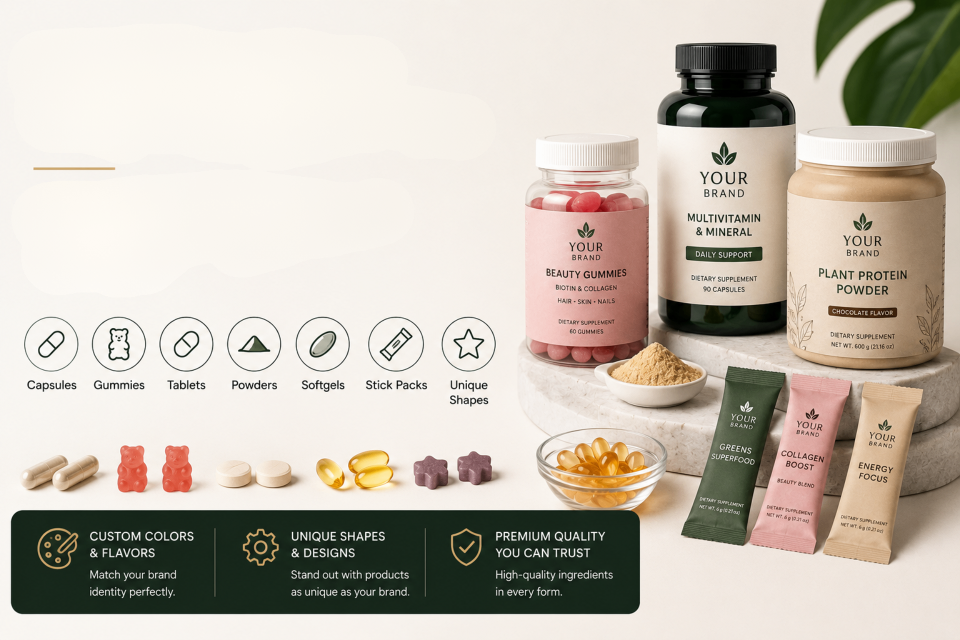 Custom gummy vitamins and capsule shapes