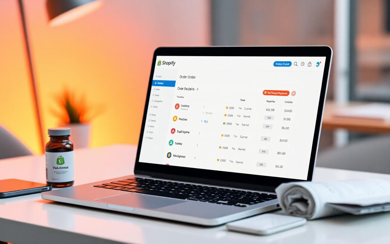 Shopify supplement fulfillment order sync on laptop screen