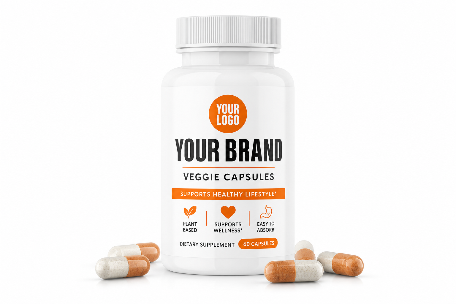 Capsule supplement bottle ready for capsule fulfillment