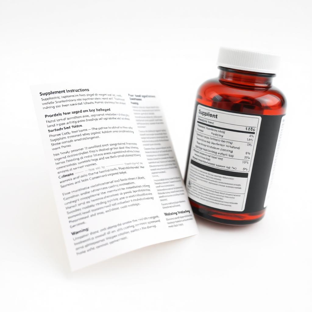 Custom English supplement instruction insert and warning label