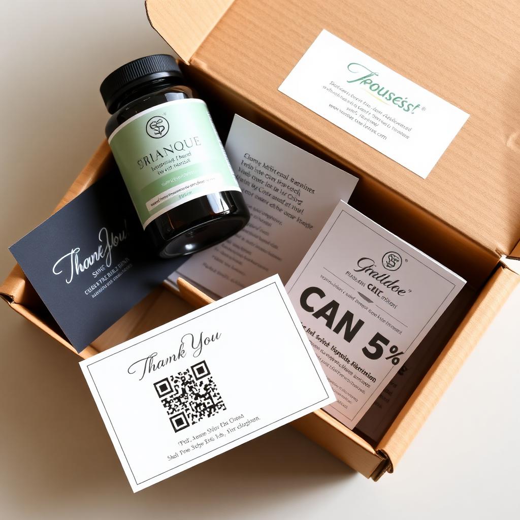 Custom thank you card and marketing insert for supplements